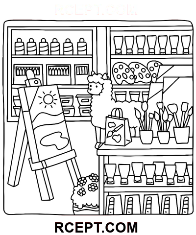 Süßer Laden für lustige Aktivitäten Ausmalbild