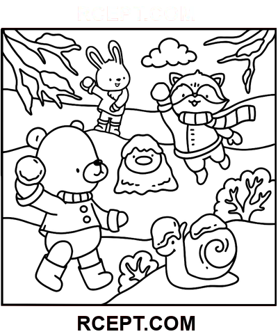 Winter-Hygge Familienaktivitäten Ausmalbild