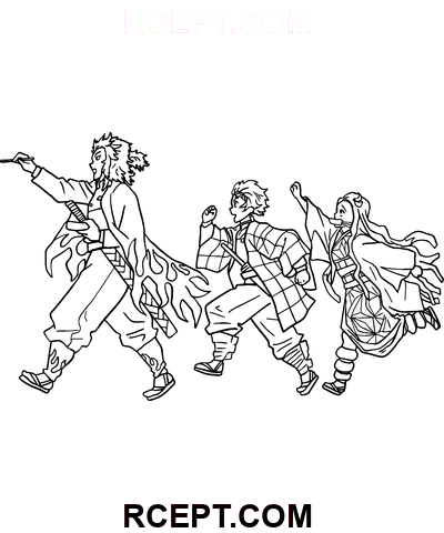 Demon Slayer Charaktere Zeichnung Ausmalbild