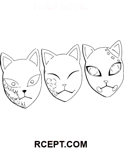 Masken Sabito Makomo Tanjiro Ausmalbild