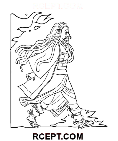 Einfache Demon Slayer Zeichnung Ausmalbild
