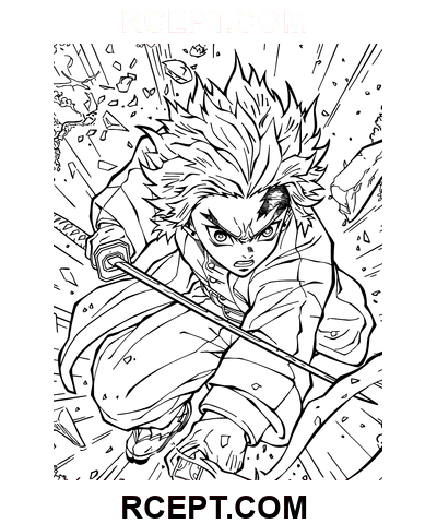 Handgezeichneter Dämonentöter Ausmalbild