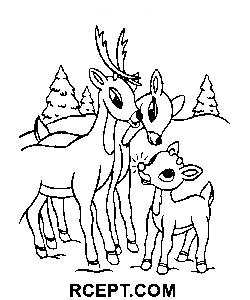 Rudolph Rentier mit Familie Ausmalbild