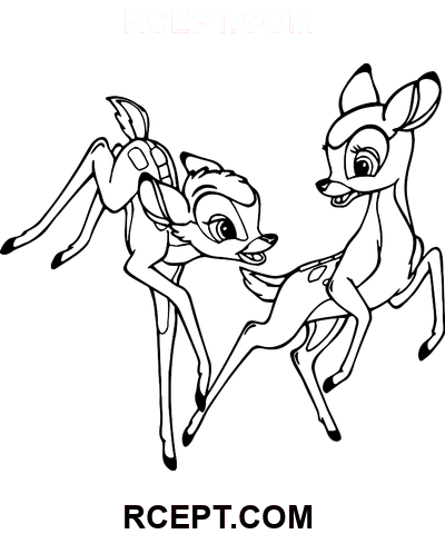 Hirsche galoppieren auf der Lichtung Ausmalbild
