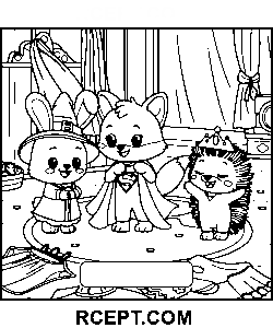 Niedliche Cartoon flauschige Freunde Ausmalbild