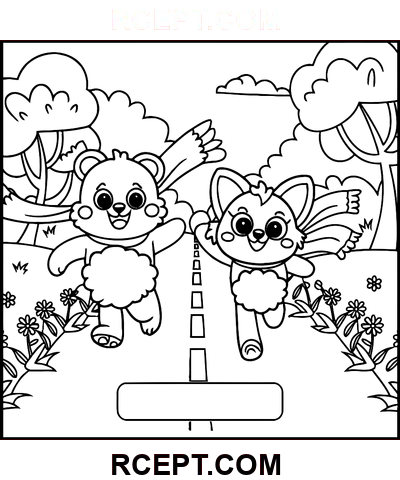 Flauschige Freunde für künstlerische Kinder Ausmalbild