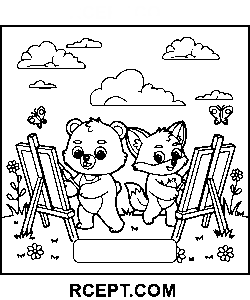 Flauschige Freunde für schlaue Kinder Ausmalbild