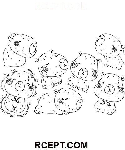 Bezauberndes Wasserschwein Ausmalbild
