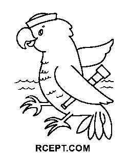 Cartoon Papagei Vorlage Ausmalbild