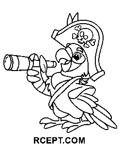 Piratenpapagei mit Fernglas Ausmalbild