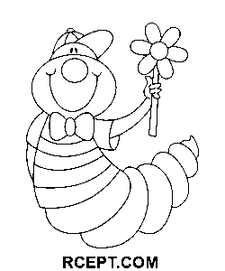 Raupe mit Blüte Ausmalbild