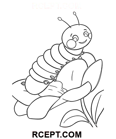 Niedliche gewellte Raupe Ausmalbild