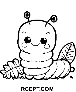 Handgemalte Zeichnung Raupe Ausmalbild