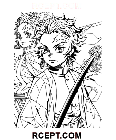 Easy Outline Demon Slayer coloring page