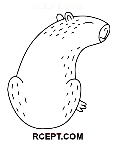 Simpatico schizzo di capibara disegno da colorare