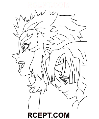Rengoku Kyojuro og Kanroji farvelægning side