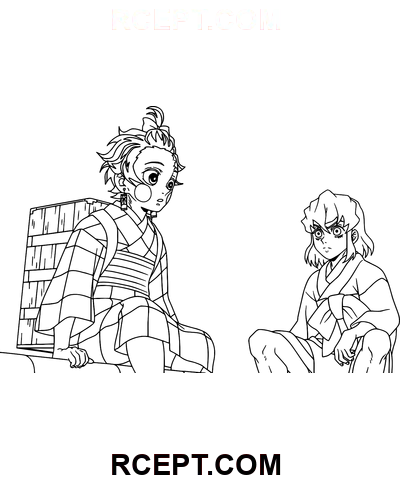 Tanjiro og Inosuke farvelægning side