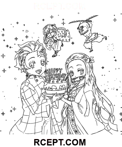 Stregtegning Dæmondræber farvelægning side