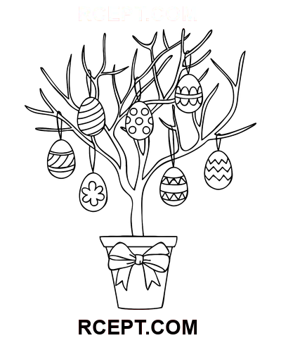 Påskeæggetræ farvelægning side