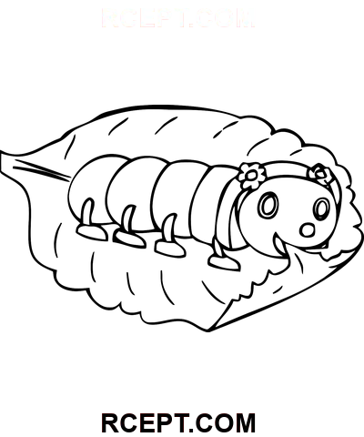 Larven spiser blade farvelægning side