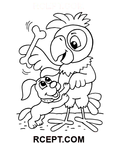 Terugkeer van de verloren papegaai Line Art kleurplaat