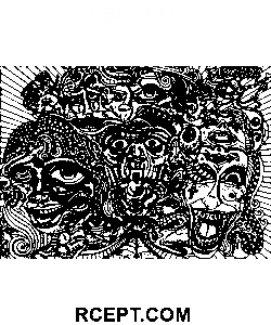 Psychedelische gezichten kleurplaat
