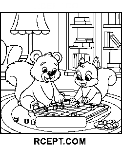 fluffiga, vänner Clip Art målarbok