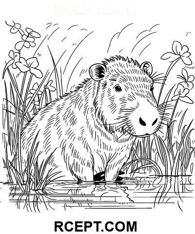 Lockande kapybara målarbok