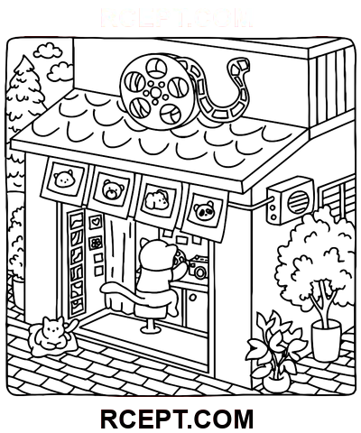 Roztomilý obchod pro vzdělávací zábavu omalovánka
