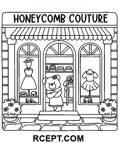 Roztomilý obchod pro vnitřní zábavu omalovánka