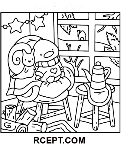 Zimní Hygge zábava omalovánka
