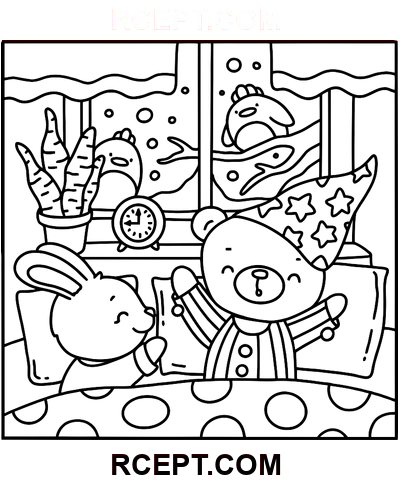 Zimní Hygge pro kreativní děti omalovánka