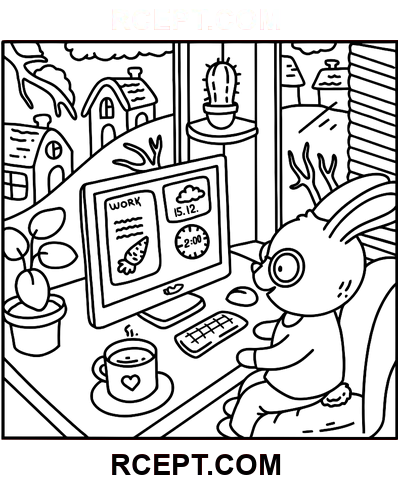 Zimní Hygge pro kreativní hraní omalovánka