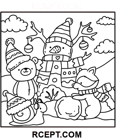 Zimní Hygge pro zábavné učení omalovánka