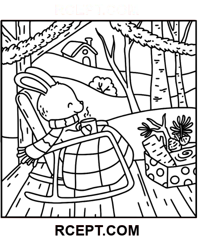 Zimní Hygge pro vnitřní zábavu omalovánka