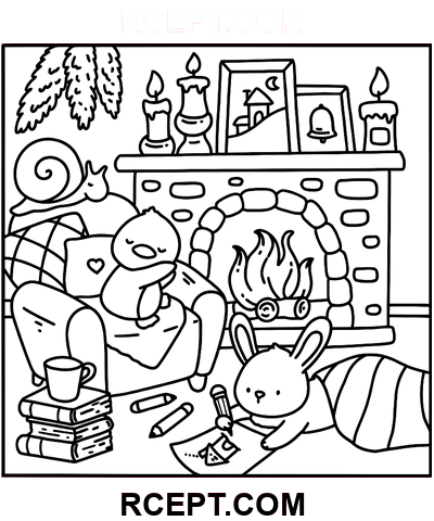 Zimní Hygge pro dětskou kreativitu omalovánka