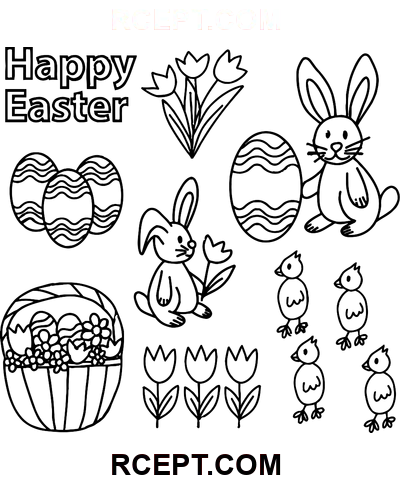 Velikonoční symboly omalovánka