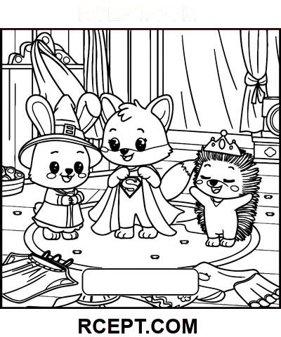 Roztomilý kreslený chlupatý přátelé omalovánka