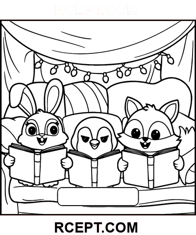 Nadýchaní přátelé pro kreativní inspiraci omalovánka