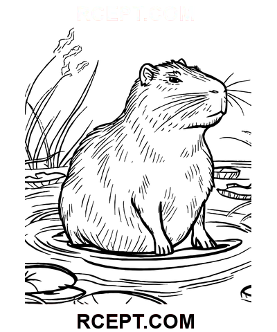 Kapybara Line Art omalovánka