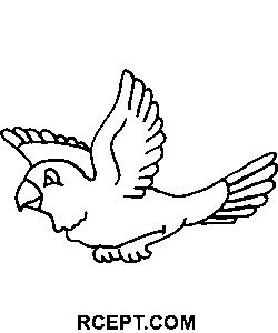 Kreslený papoušek pro předškoláky omalovánka