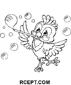 Složitý kreslený papoušek omalovánka