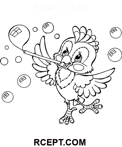 Složitý kreslený papoušek omalovánka