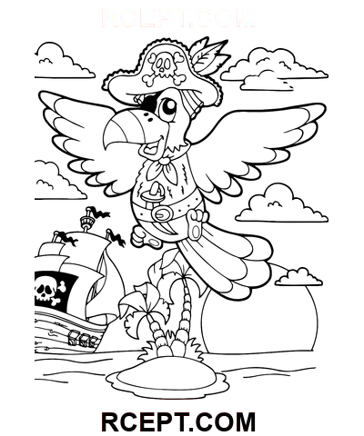 Line Art kreslený papoušek omalovánka