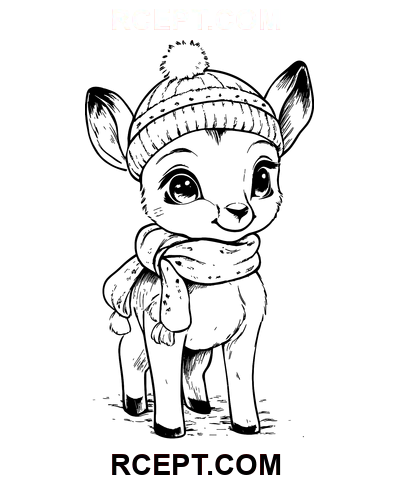 Cerb de Crăciun adorabil pagina de colorat