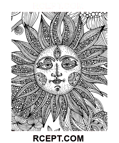 Soare psihedelic pagina de colorat