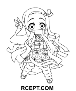 Знак мира Чиби Незукос раскраска