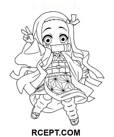 Знак мира Чиби Незукос раскраска