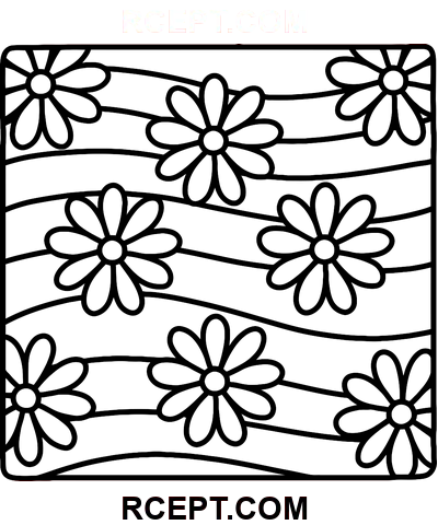 Rahat Desenler Çiçek Çayır boyama sayfası