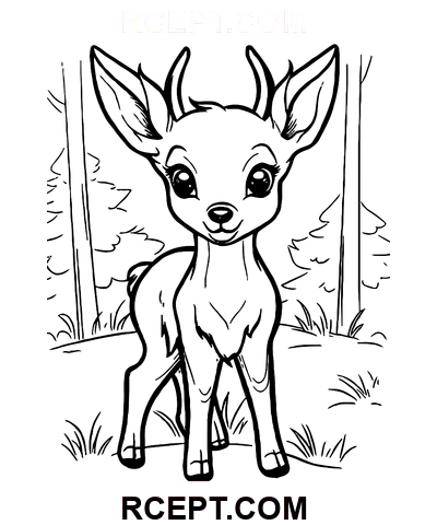 Çocuklar İçin Geyik Çizimi boyama sayfası
